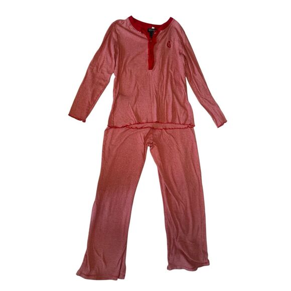 Ralph Lauren Red Striped Pajamas Natural 100% Cotton Soft Long Sleeve size Mediu - Picture 3 of 5